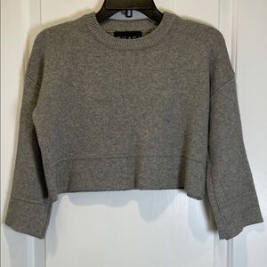SHACI BLUE Gray Cropped Crewneck Knit Pullover Sweater size S